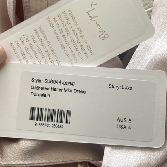 LUXE GATHERED HALTER MIDI DRESS - PORCELAIN 
US 4 NWT - Picture 6 of 6
